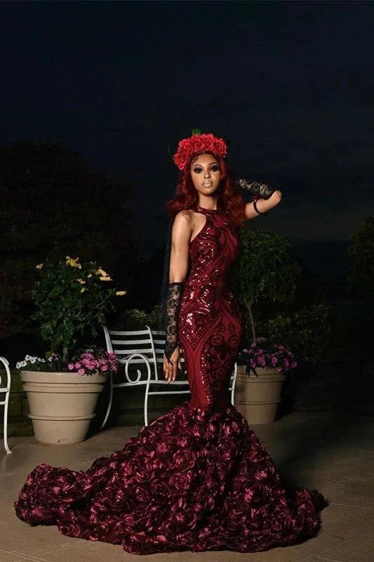Charming Long Mermaid Sleeveless High Collar Prom Dress