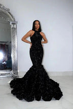 Charming Long Mermaid Sleeveless High Collar Prom Dress