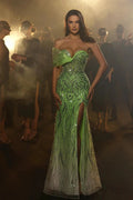 Charming Long Sweetheart Split From Sleeveless Mermaid Prom Dress With Beading