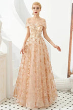 Charming Off Shoulder Aline Princess Dress Tulle Swing Evening Party Dress Quincenera Dress