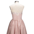 Charming Sweetheart Lace Hi-Lo Homecoming Dress Gold Sleveless Short Party Dress with Appliques