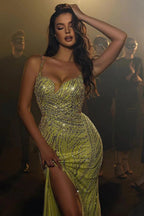 Charming Sweetheart Spaghetti Strap Split Front Mermaid Prom Dress