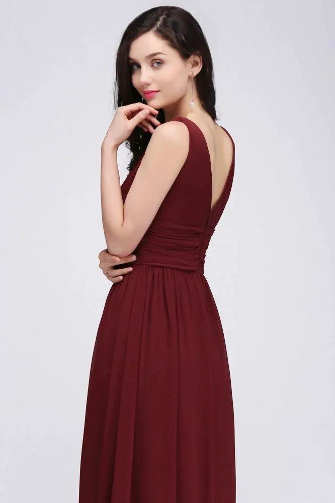 Chiffon V-Neck Floor-length A-line Evening Dresses