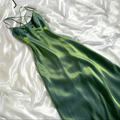 Gorgeous Green Satin A Line Long Prom Dress Formal Evening Dress Y7511