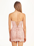 Blue Tight Lace Short Homecoming Dress with Appliques