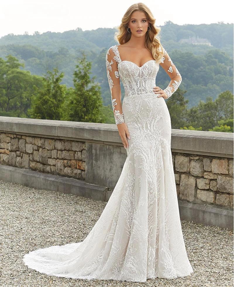 Wedding Dress Mermaid Lace Sweetheart Neckline With Detachable Full Sleeves Custom Made Plus Sizes Vestidos De Novia