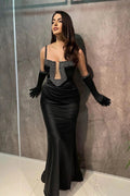 Designer Long Black Spaghetti Straps Beading Sleeveless Mermaid Prom Dress