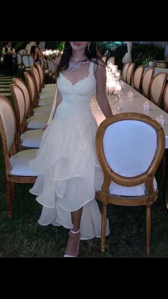 Modest A-line White Evening Dress Charming Formal Gown  Y591