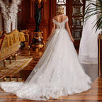 V-neck Sexy Romantic Wedding Dress 2023 A-line Floor-length Charming Off The Shoulder Beaded Appliques Bridal