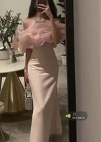 Elegant Pleated Off Shoulder Sheath Long Evening Dress Party Dress Y7594