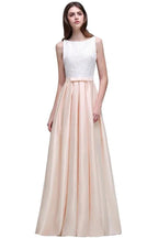 Elastic Satin A-line Scoop Lace Prom Dress
