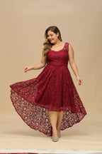Elegant A-Line Scoop Sleeveless Lace Bridesmaid Dress