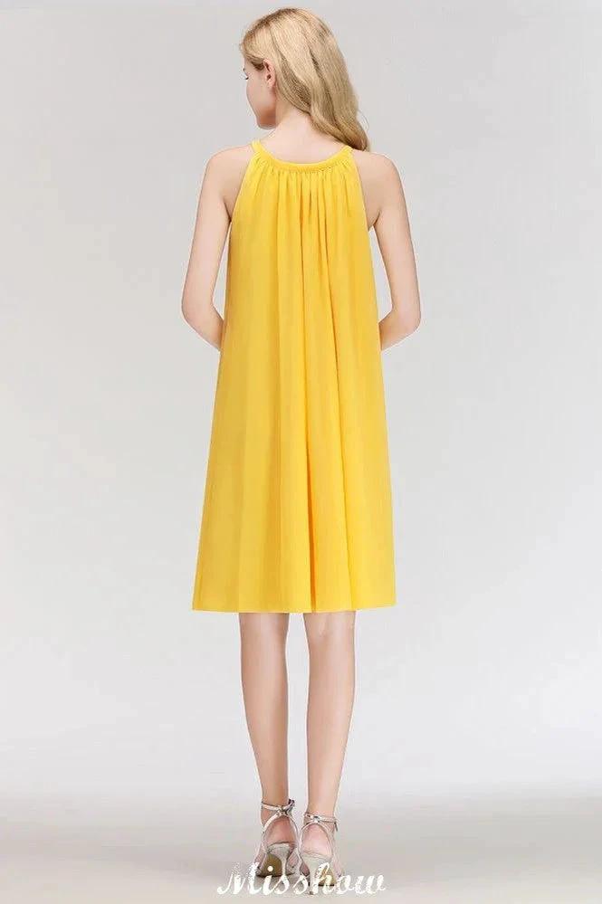 Elegant Halter Simple Sleeveless Evening Dresses Knee Length