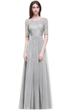Elegant Scoop Chiffon A-line Prom Dress With Lace