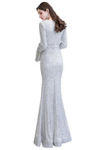 Elegant Sequined Burgundy V-Neck Mermaid Cocktail Party Dress Floor Length
