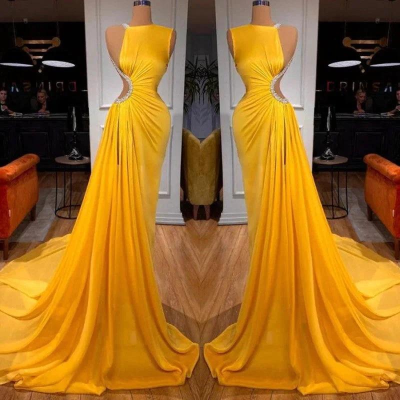 Elegant Sleeveless Long Mermaid Prom Dress With Slit