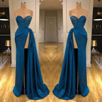 Elegant Sleeveless Mermaid Split Front Prom Dresses with Lace
