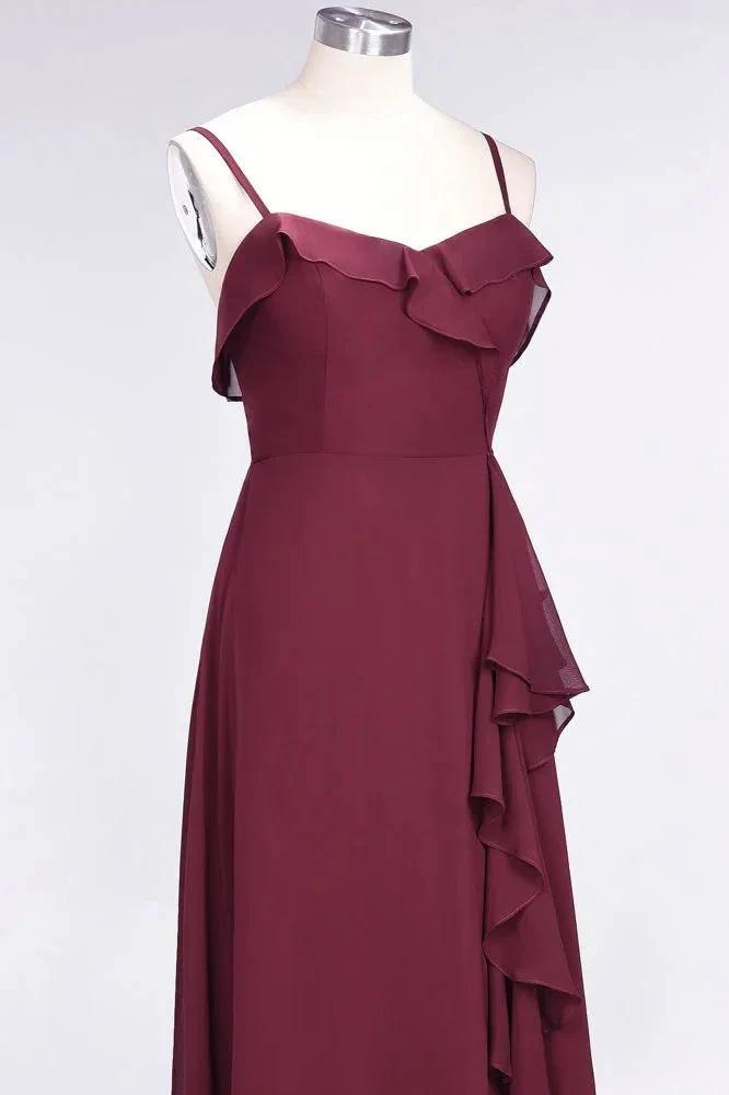 Elegant Spaghetti Aline Ruffle Simple Prom Dresses Royal Blue Evening Swing Dress