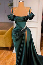 Elegant Stunning Off-the-Shoulder Mermaid Prom Dress Ruffles With Split