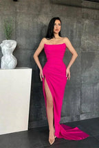 Elegant Sweetheart Mermaid Simple Prom Dresses Online with High Split