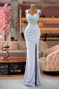 Elegant Sweetheart Sequined Sleeveless Prom Dress With Slit