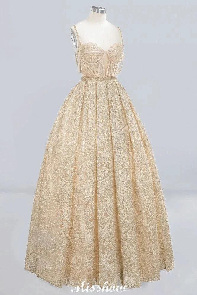 Elegant Tulle Lace Ball Gown Shaghetti Sweetheart Sleevless Wedding Dress