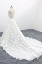 Elegant V-neck Appliques Tulle A-line Wedding Dress