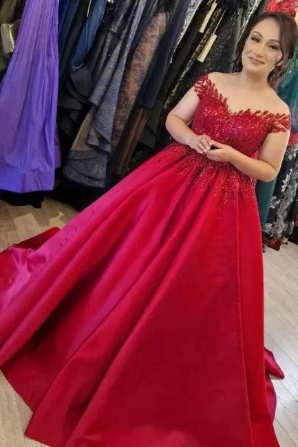 Elegant v-neck capsleeves a-line satin Wedding dresses