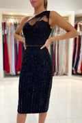 Evening Dresses Short Black Cocktail Dresses with Lace