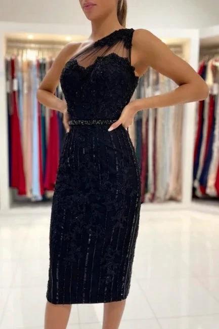 Evening Dresses Short Black Cocktail Dresses with Lace