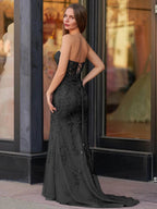 Evie |Mermaid Sweetheart Neck Lace Long Prom Dress With Appliques