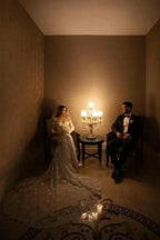 Fabulous Off-the-shoulder Long-Sleeve Mermaid Floor-Length Lace Wedding Dresses with Chapel Train