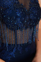 Fascinating Long Mermaid Jewel Satin Evening Dress