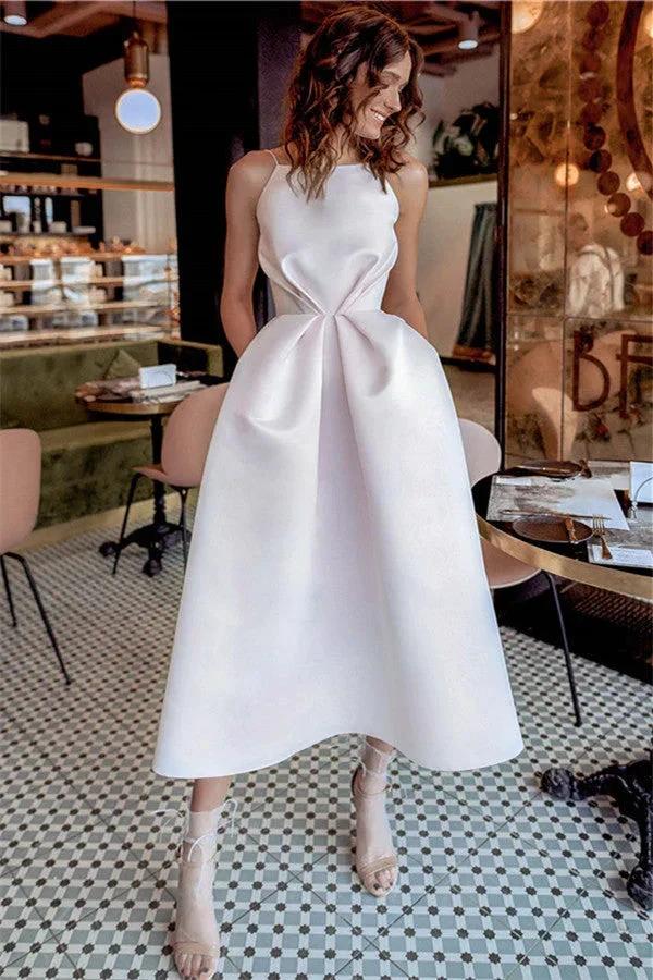 Fascinating Short A-line Backless Prom Dress with Pockets