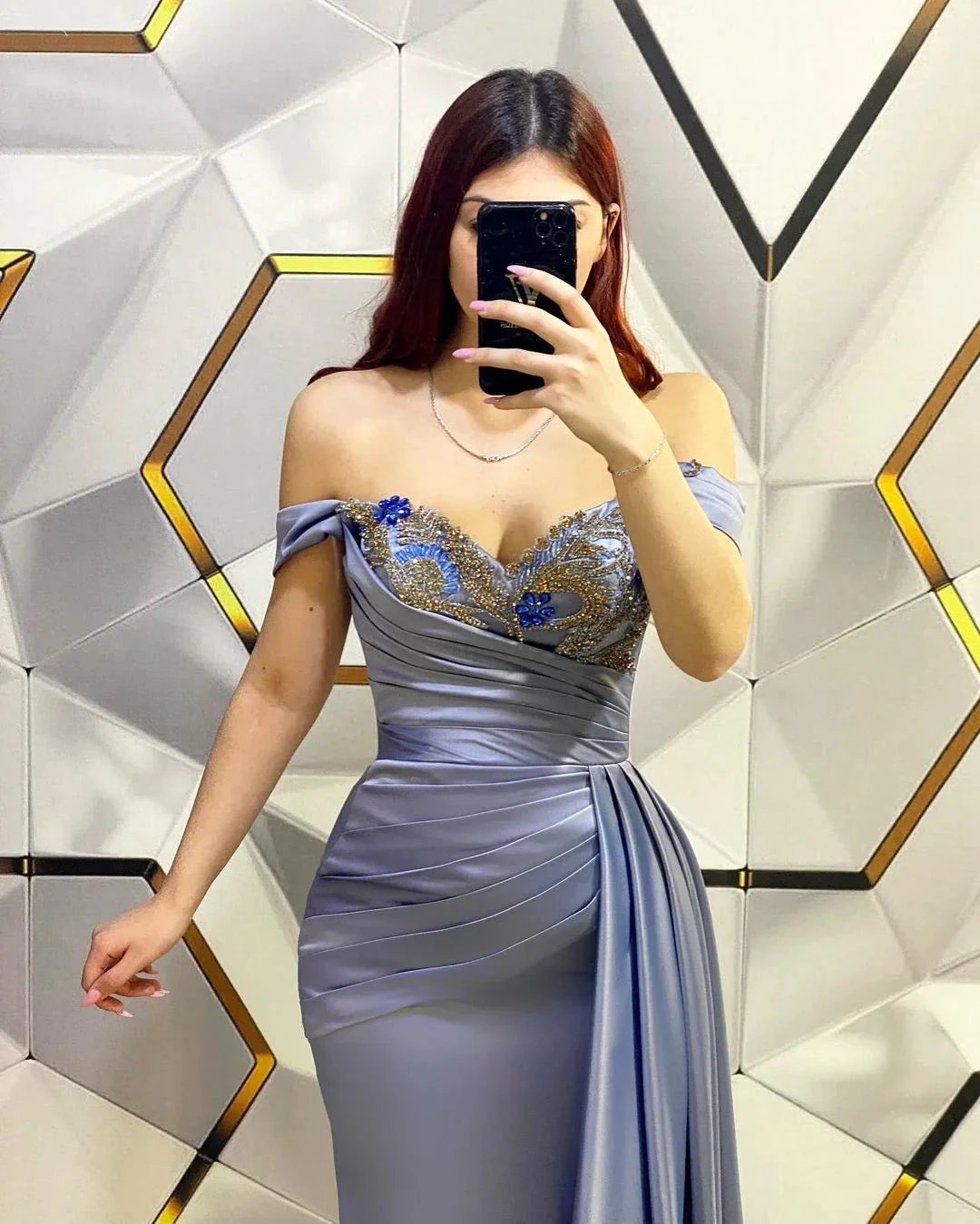 Fashion Long Mermaid Off-the-shoulder Sequined Prom Dress With Ruffles