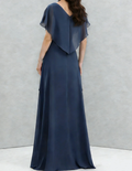 Navy Blue Chiffon Formal Gown