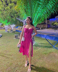 Side Slit Sleeveless Midi Dress Short Evening Dress Y1336