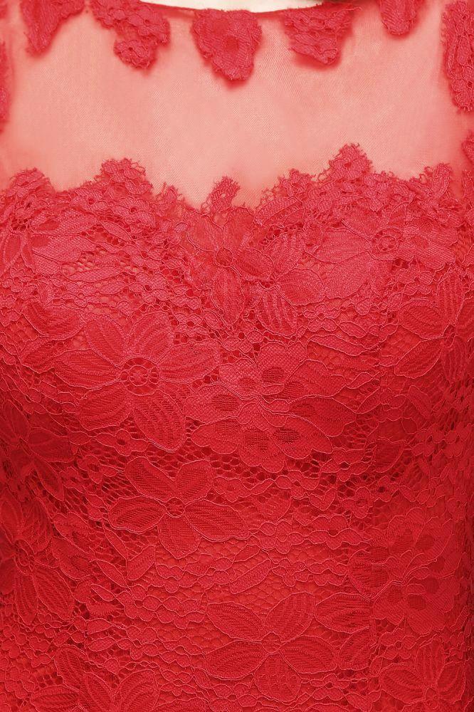 Floor Length Mermaid Illusion Neckline Sleeveless Tulle Lace Prom Dresses