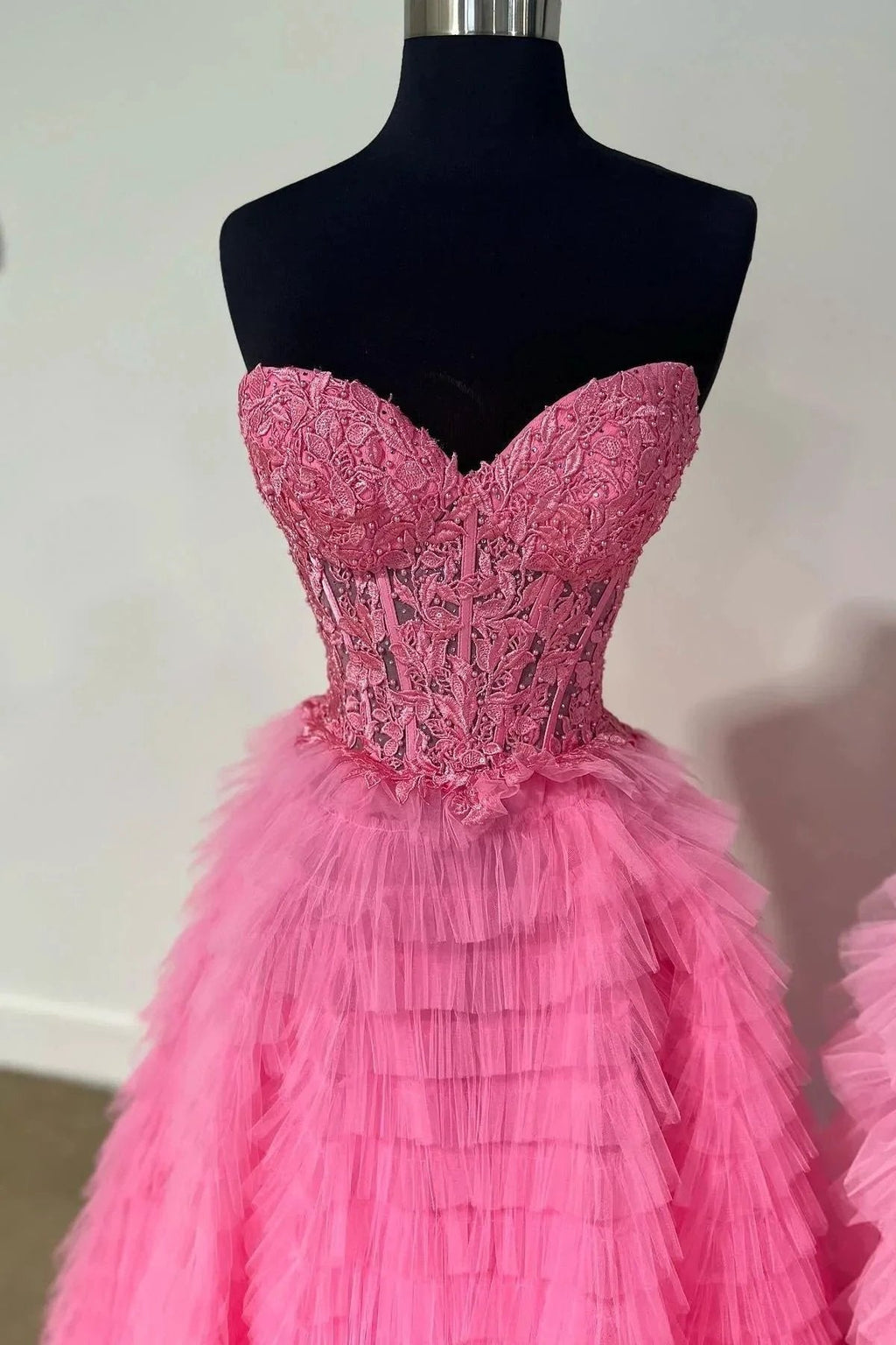 Sunnderly Addilyn |A-line Strapless Multi-Layers Tulle Prom Dress with Slit