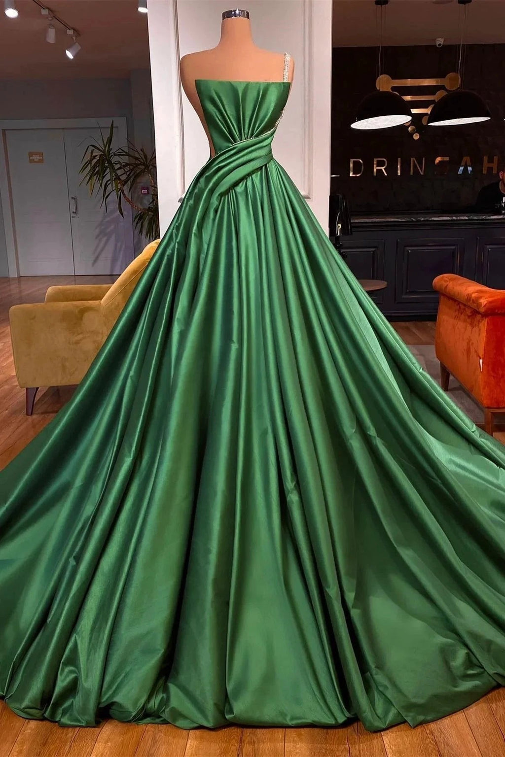 Glamorous Long A-line One shoulder Sleeveless Prom Dress