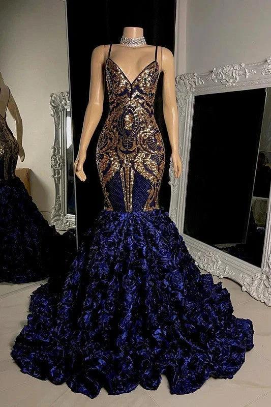 Glamorous Long Mermaid Prom Sleeveless Spaghetti Strap Dress
