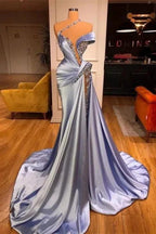 Glamorous Long Off-the-shoulder Lace Sequined Prom Dress With Slit