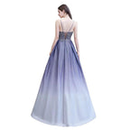 Glamous Spaghetti Ombre Purple Sparkly A-line Party Dress