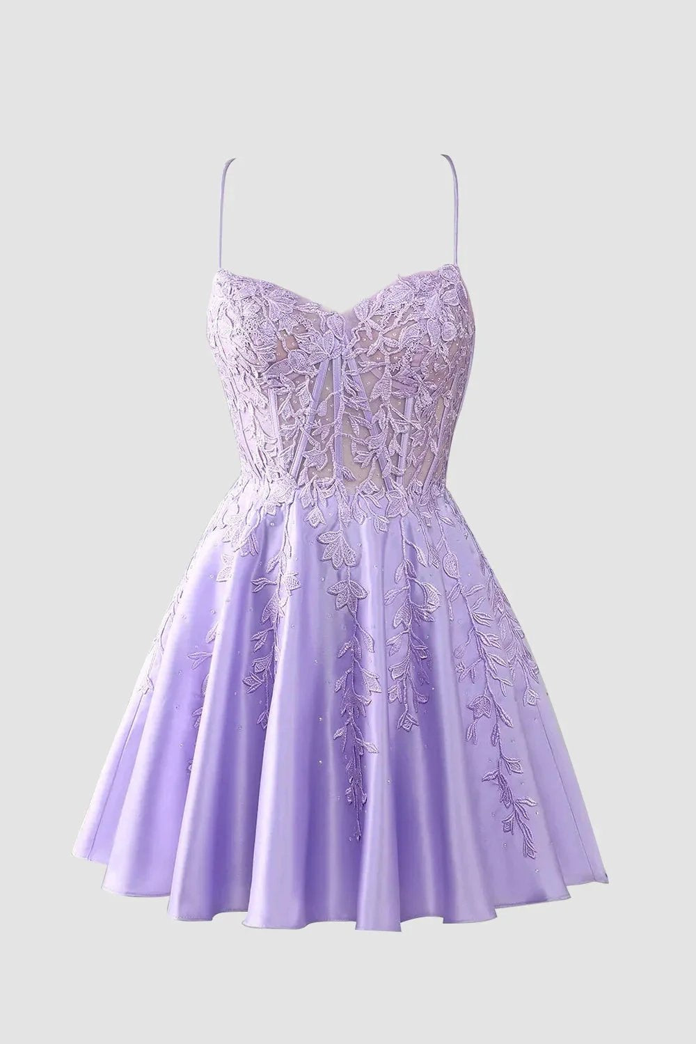 Gorgeous A Line Spaghetti Straps Royal Blue Corset Homecoming Dress with Appliques