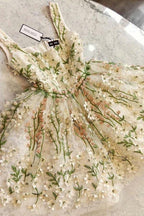 Gorgeous Flowers Straps Knee Length Prom Dresses Homecoming Dresses PD418