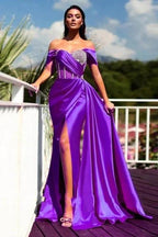 Gorgeous Long Mermaid Off-the-shoulder Sleeveless Split Evening Dresses With Glitter