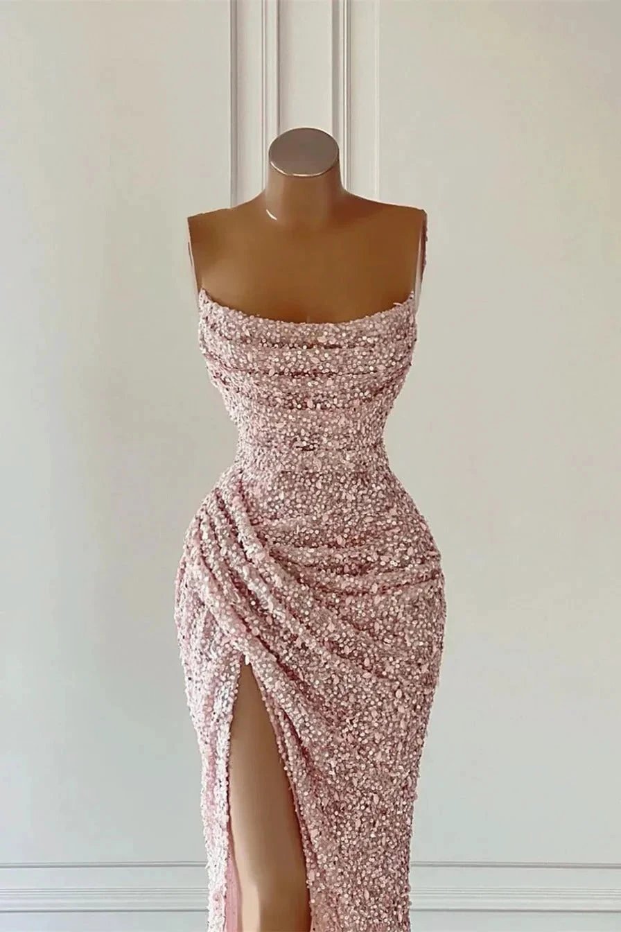 Gorgeous Long Mermaid Sequined Sleeveless Prom Dress With Slit