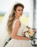 Gorgeous Long Princess V-neck Tulle Lace Wedding Dress