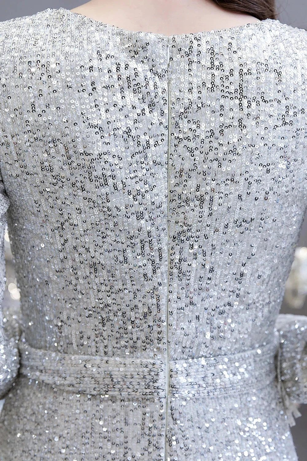 Gorgeous Sequins Long Sleeve V-Neck Mermaid Evening Gowns