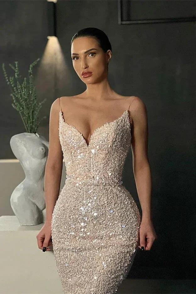 Gorgeous Sleeveless Sequined Mermaid Prom Dress With Glitter